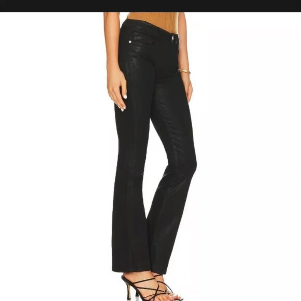 Frame Le Mini Boot in Noir Coated Black Bootcut Stretch Jeans 32 - Picture 2 of 15